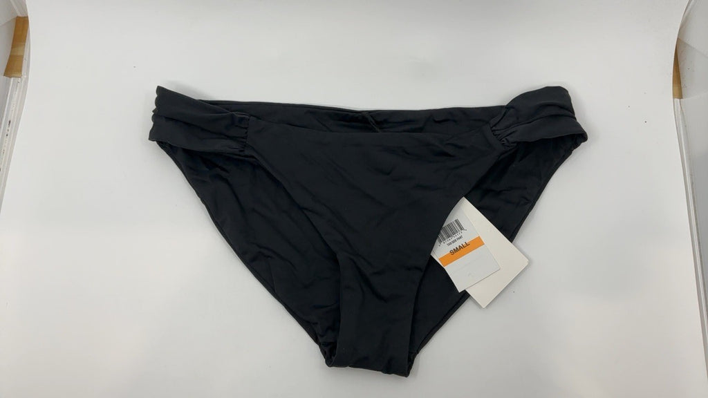 Women's Black Bikini Bottom, BECCA American Tab, Cheeky Coverage, Small