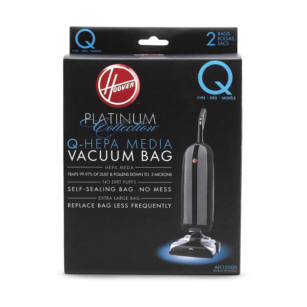 Hoover Platinum Upright Vacuum Bags, Type Q, 2-Pack with HEPA Filtration