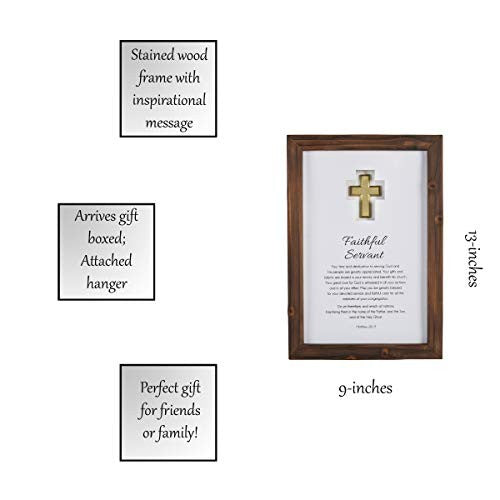 Inspirational Wall Art, 9x13 In, Faithful Servant, White & Brown