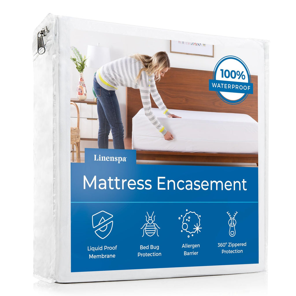 Full Size Waterproof Mattress Protector - Zippered Encasement, White