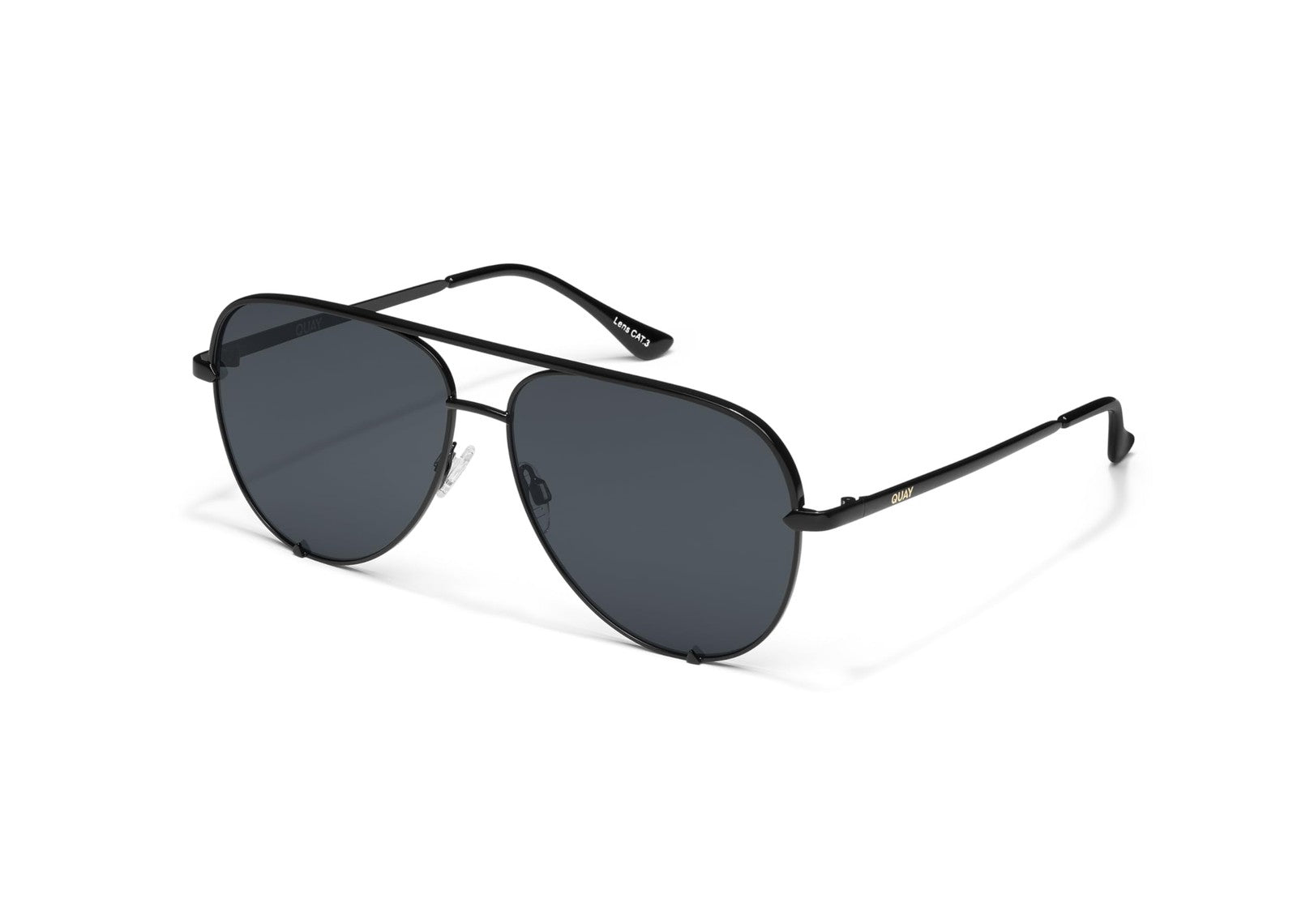 Quay Oversized Black Sunglasses, Polarized Aviator, UV Protection