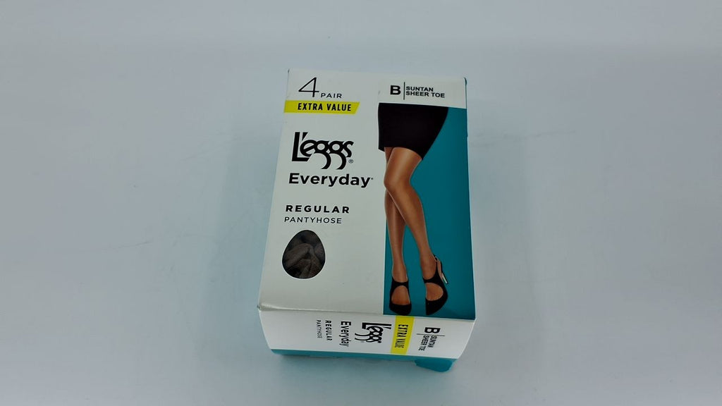 L'eggs Nylon Pantyhose, Sheer Toe, Size B, Suntan, 4 Pairs, Everyday Use