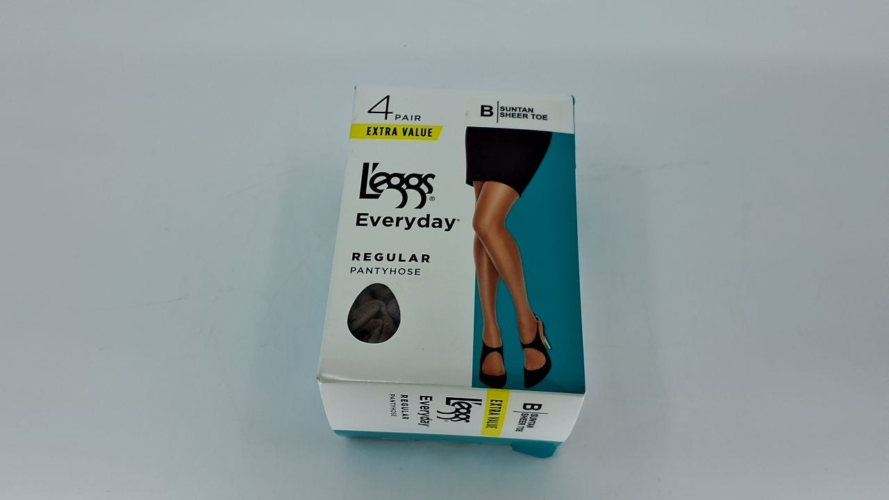 L'eggs Nylon Pantyhose, Sheer Toe, Size B, Suntan, 4 Pairs, Everyday Use