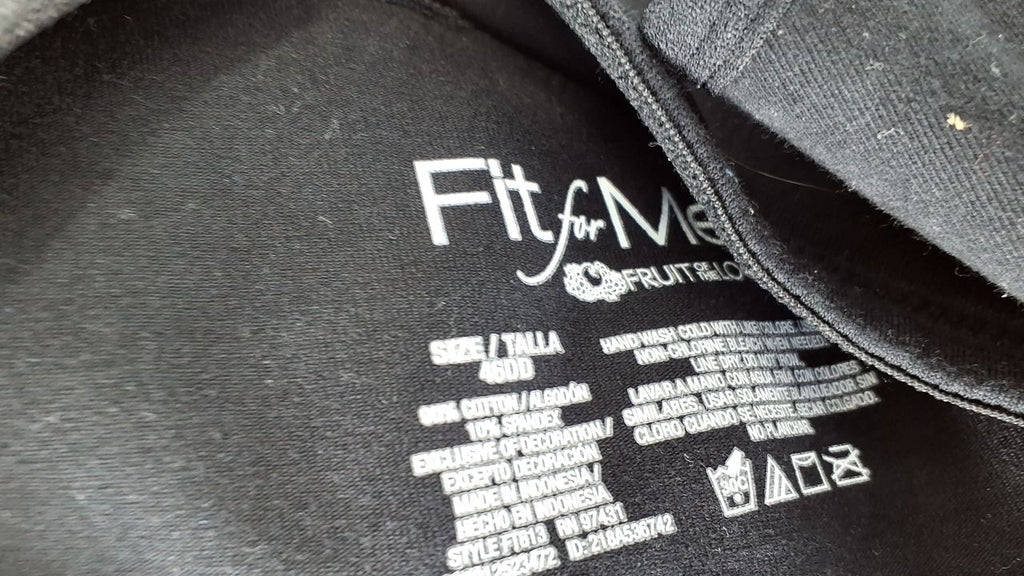 Fruit of the Loom Plus-Size Unlined Underwire Bra 46DD Black Cotton