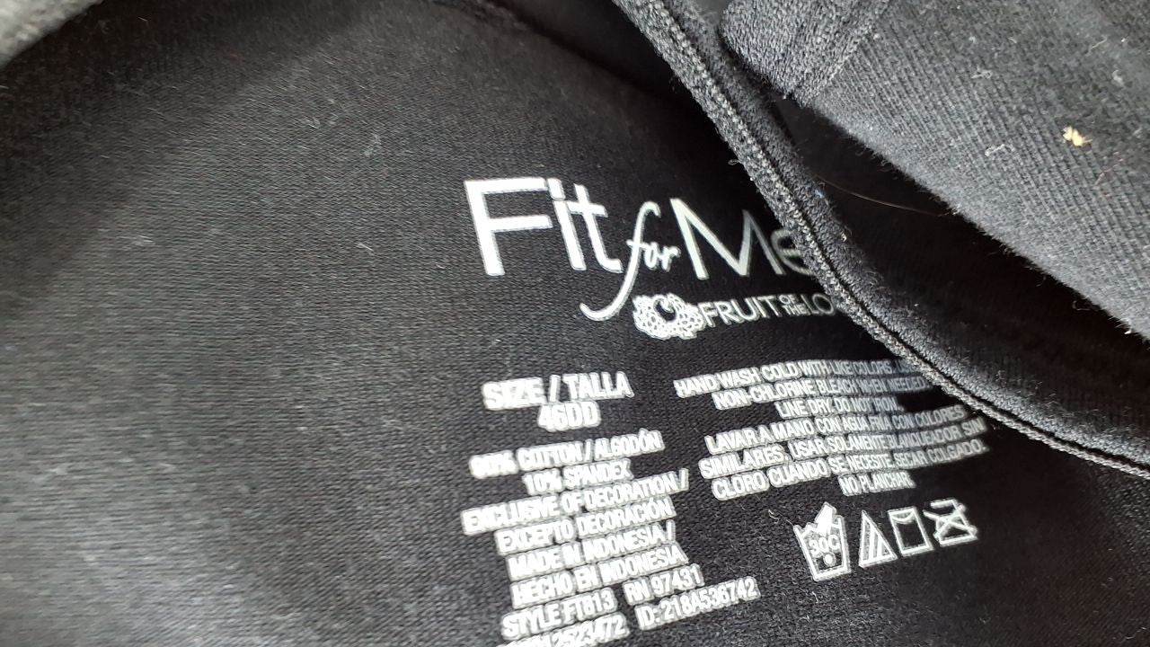 Fruit of the Loom Plus-Size Unlined Underwire Bra 46DD Black Cotton