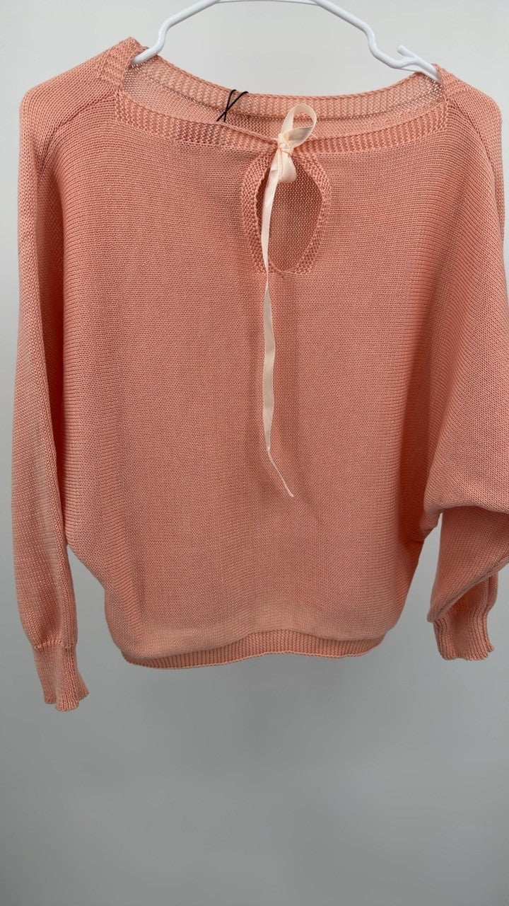 Bow Back Boat Neck Batwing Sleeve Sweater