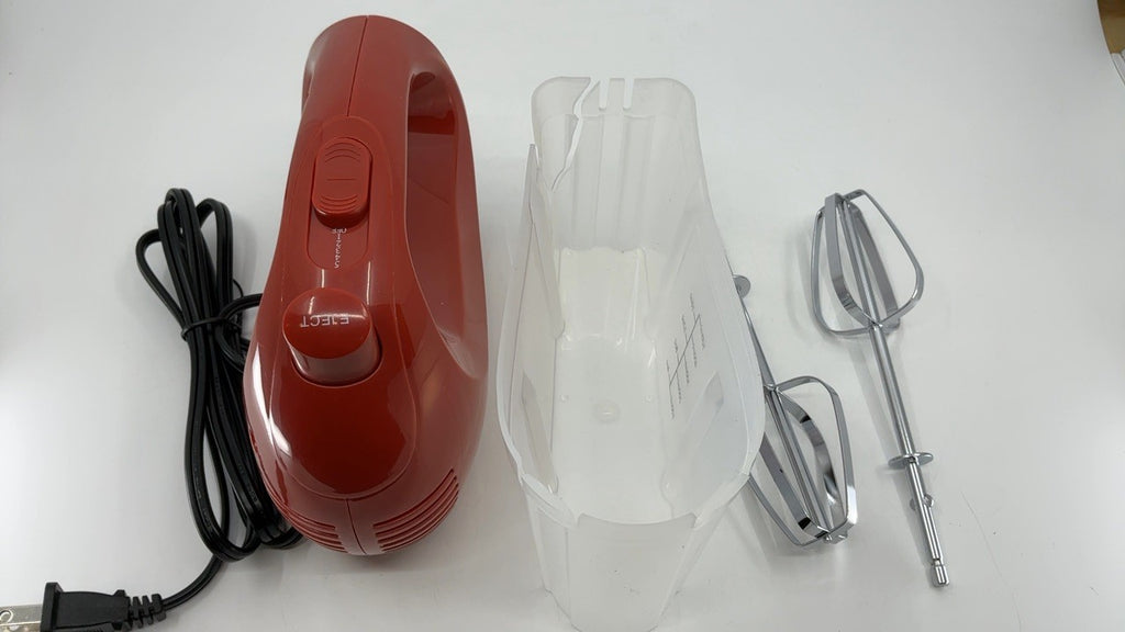 OVENTE Red Hand Mixer HM151R, 150W, 5-Speed w/ Stainless Steel Whisks