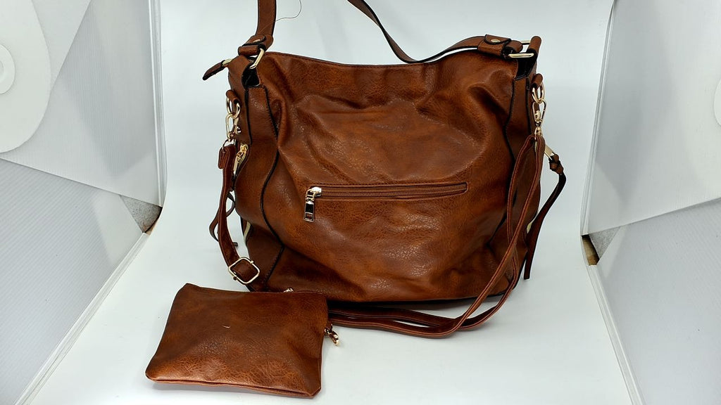 Women Tote Bag Set w/ Handbag, Messenger Bag & Wallet - A-Cow-Brown