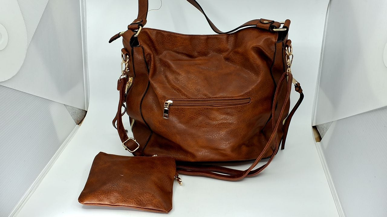 Women Tote Bag Set w/ Handbag, Messenger Bag & Wallet - A-Cow-Brown