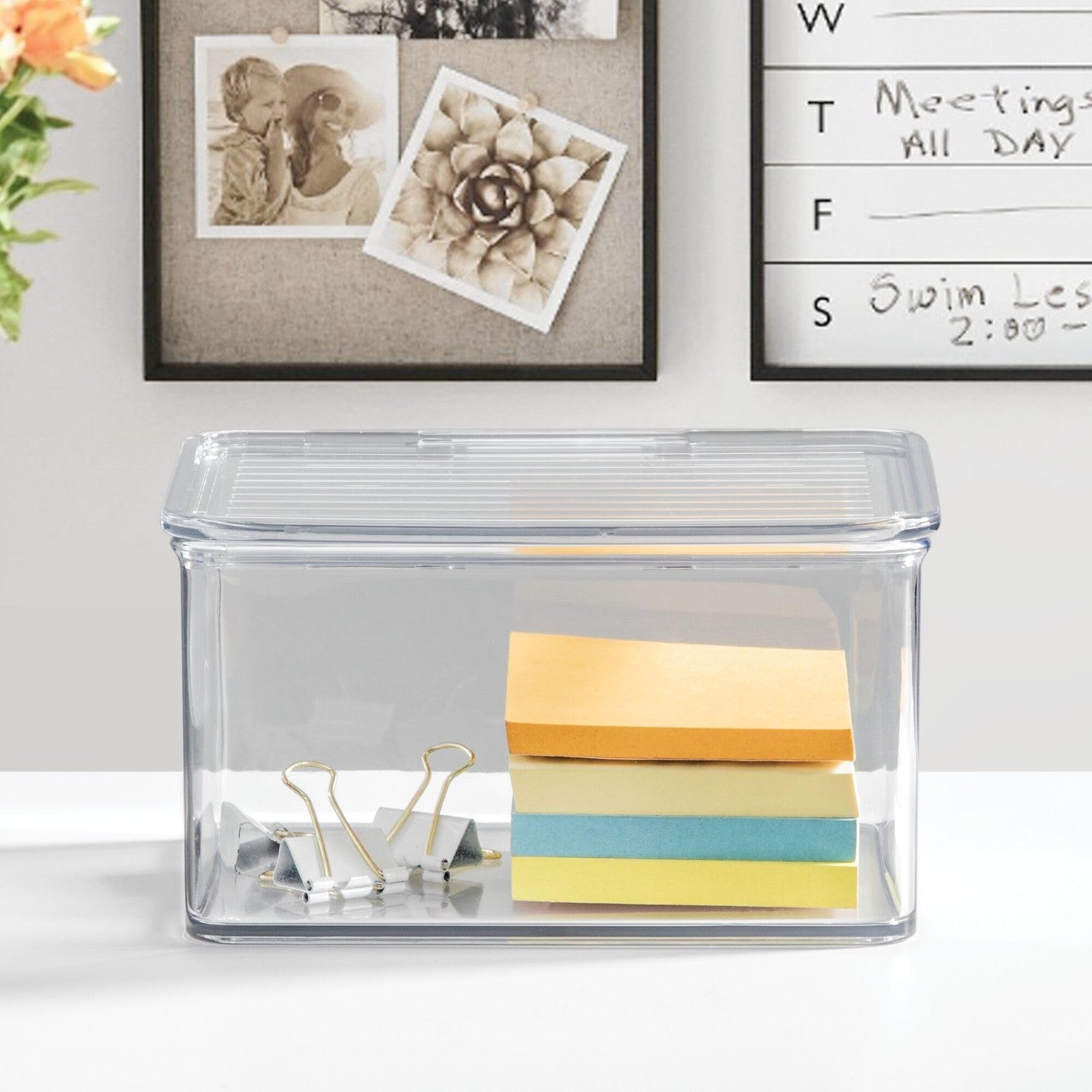 Recycled Plastic Fridge Organizer Bin w/ Lid 6.75x5.75x3.75