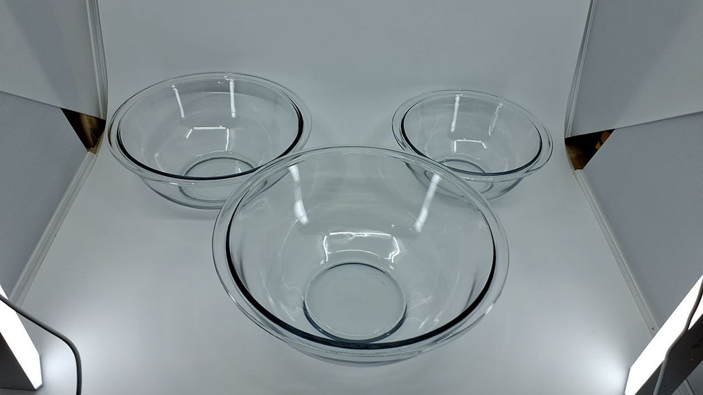 Pyrex 3-Piece Glass Mixing Bowls Set, 1-Qt to 2.5-Qt, Dishwasher Safe