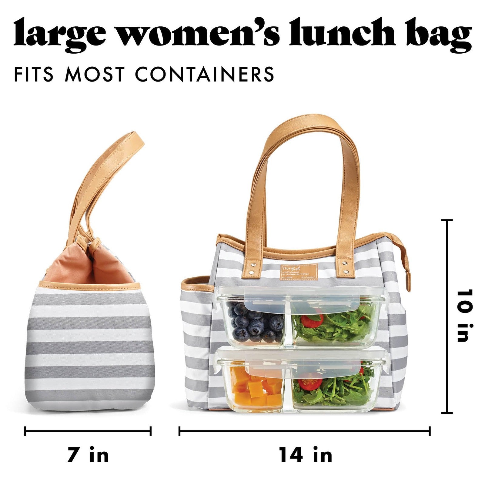 Westerly Insulated Lunch Bag Kit w/ 2 Containers & Tumbler - Gray Stripes