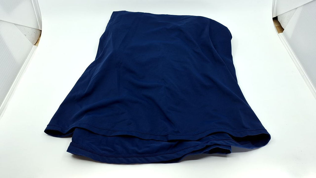 Navy Womens Midi Skirt L - High Waist, Hidden Drawstring, Active Wear