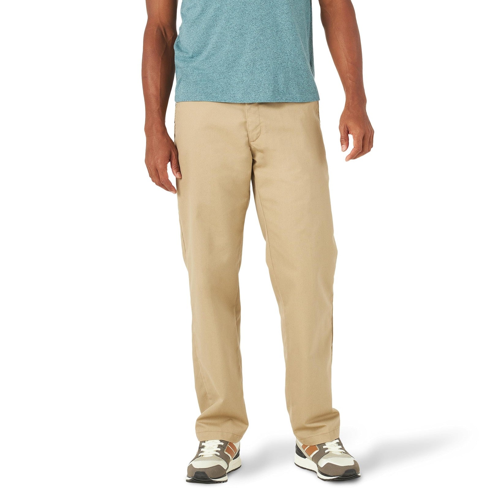 Lee Total Freedom Stretch Relaxed Fit Flat Front Pant, 38W x 32L, Khaki
