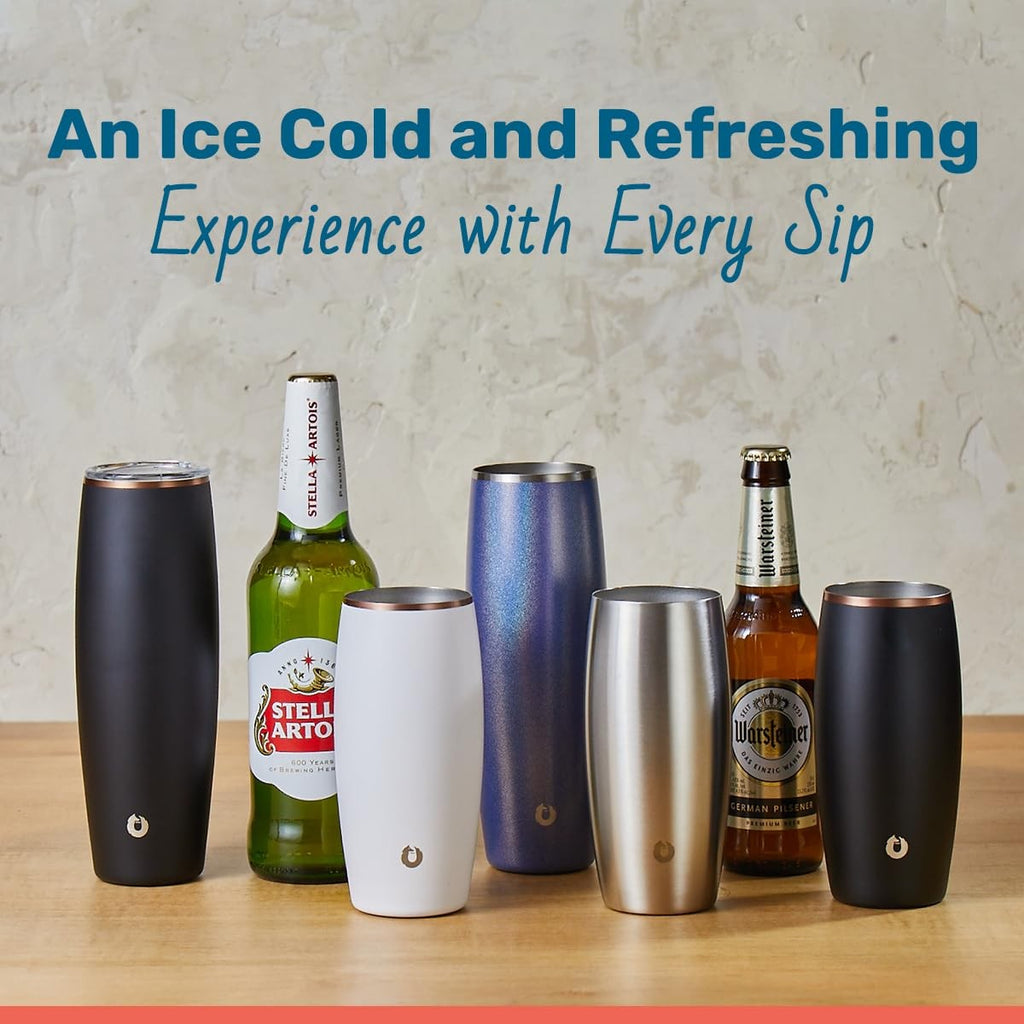 Elegant 23.9oz Stainless Steel Beer Glass - Vacuum Insulated, Lid Included