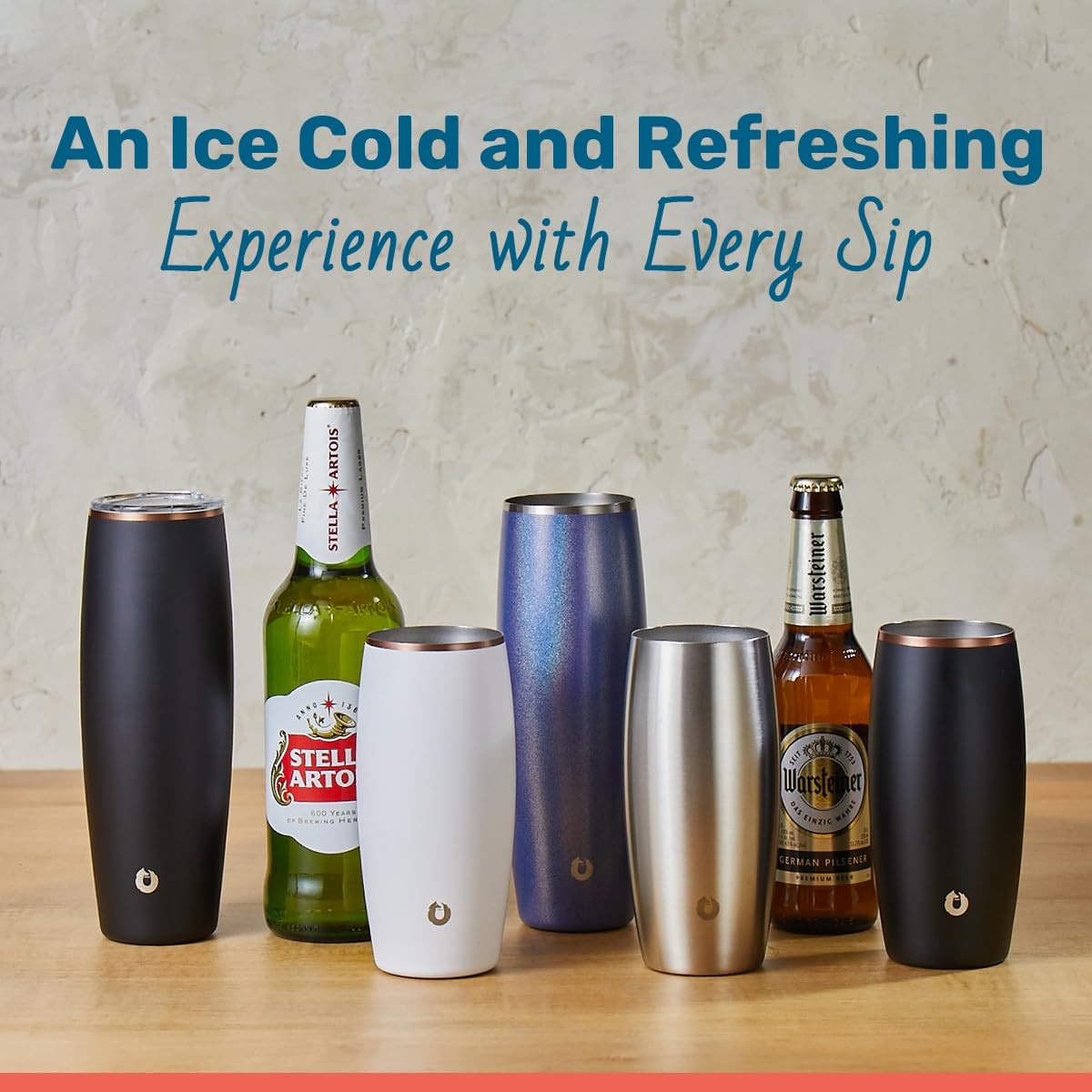 Elegant 23.9oz Stainless Steel Beer Glass - Vacuum Insulated, Lid Included