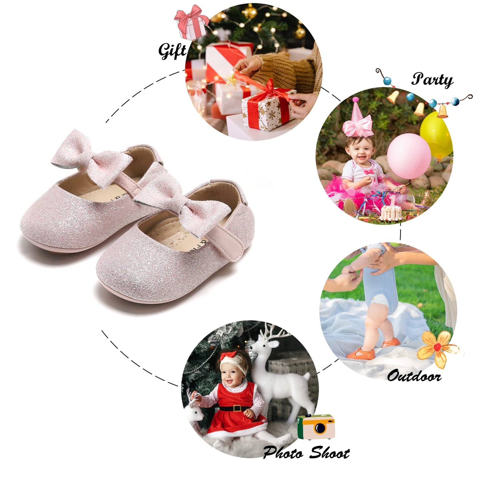 Felix & Flora Soft Sole Leather Baby Shoes - (Light Pink,12-18 Months Infant)