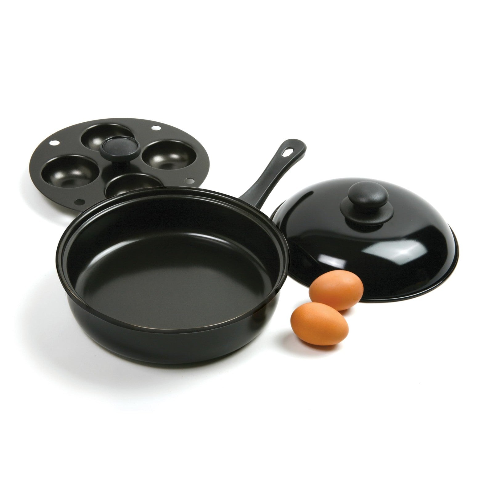Norpro 9.5 In Nonstick Egg Poacher Skillet Set W/ Removable 4 Egg Poacher