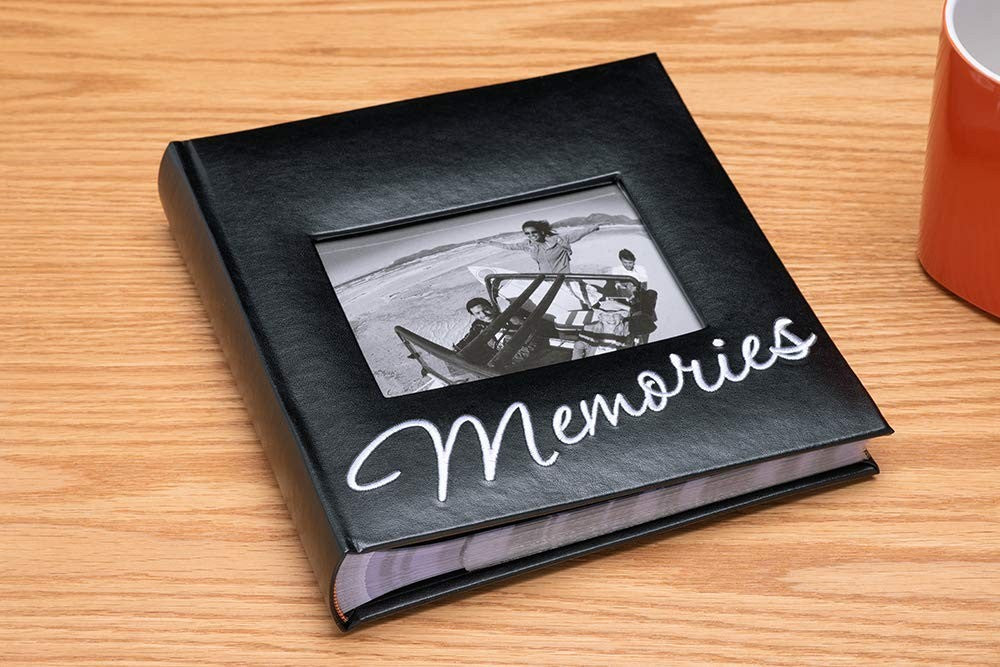 Cursive Memories Photo Album, 160 4x6, Black Faux Leather Cover