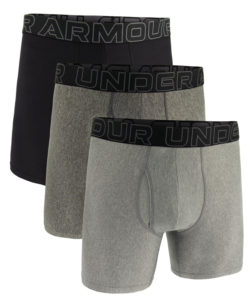 Under Armour Men's 3-Pack Tech Boxer Briefs, 6 Inseam, Steel Heather