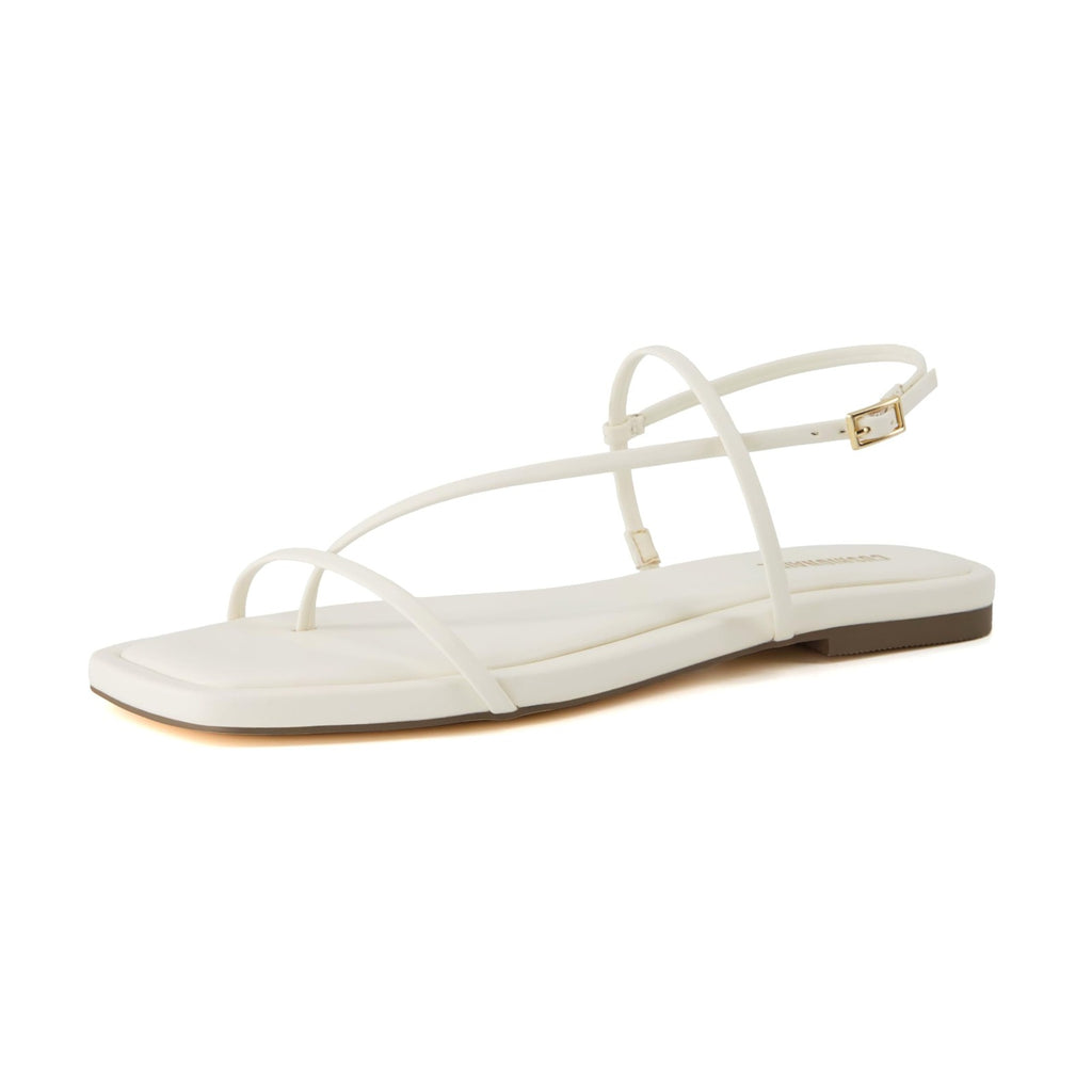 CUSHIONAIRE Glory Womens Sandals White 8 Strappy Adjustable Flat