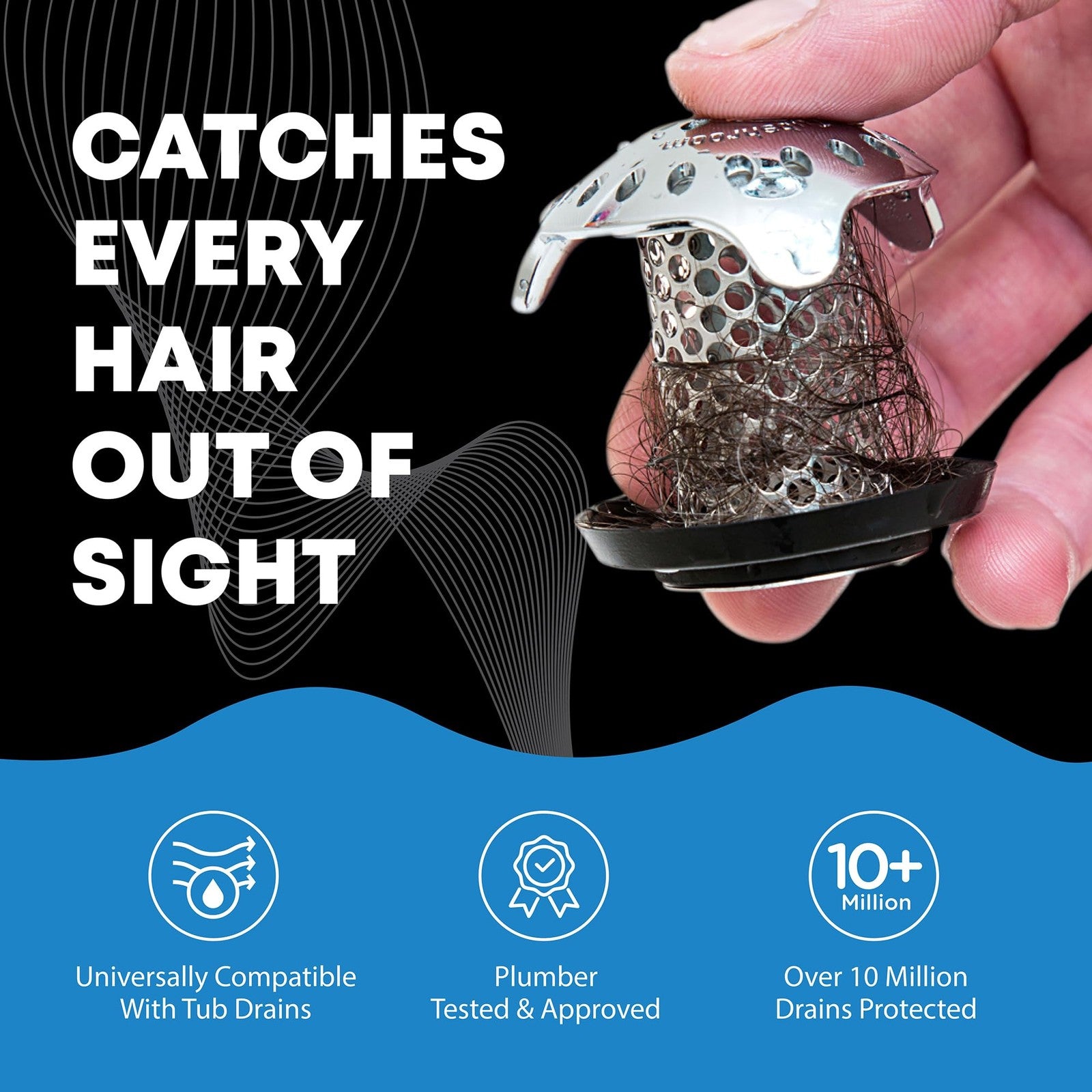 Stainless Steel TubShroom Ultra Bath Drain Strainer Hair Catcher 1-Pack