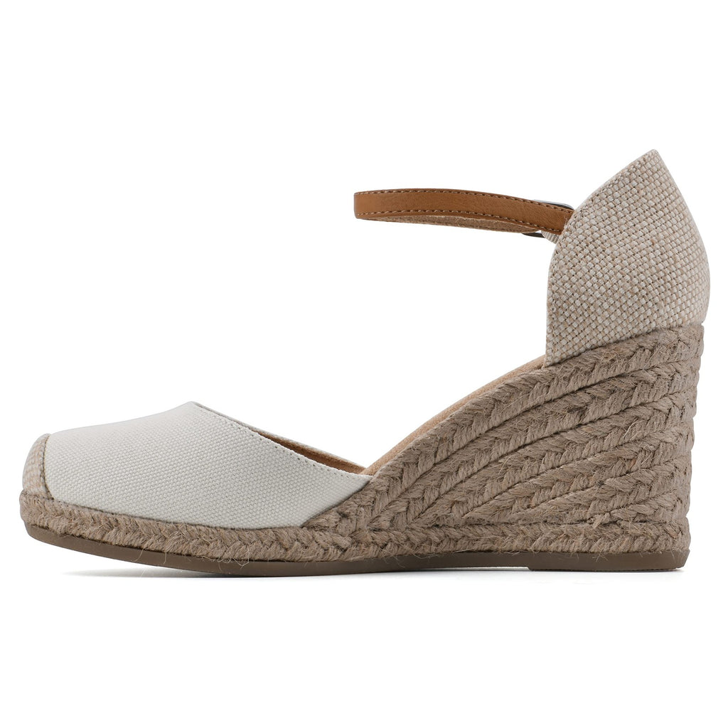 WHITE MOUNTAIN Women's Mamba Espadrille Wedge Sandal, Natural/Fabric, 6.5 W