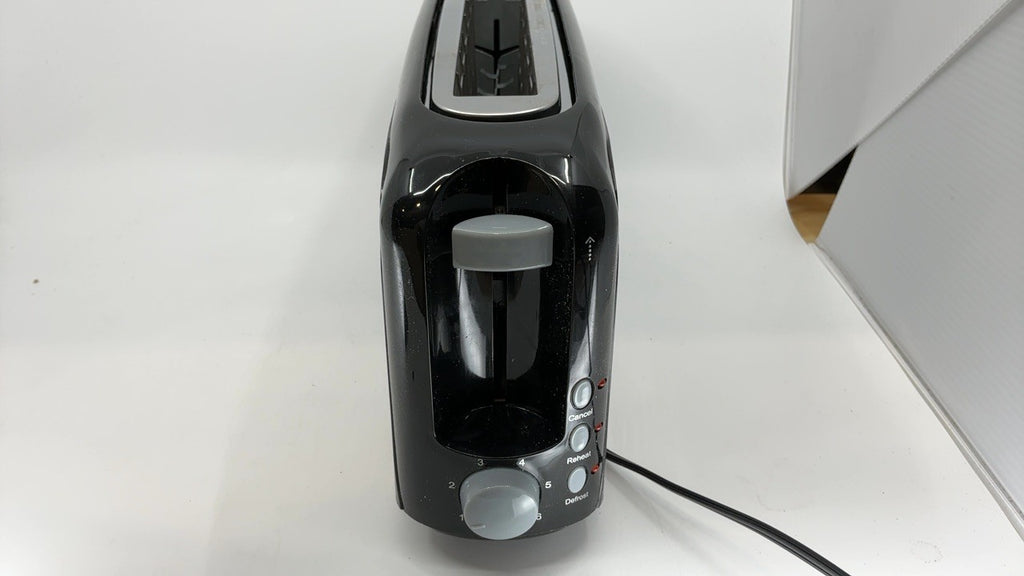 2 Slice Toaster, 10" Long Slot, Black, Cancel/Reheat/Defrost Function