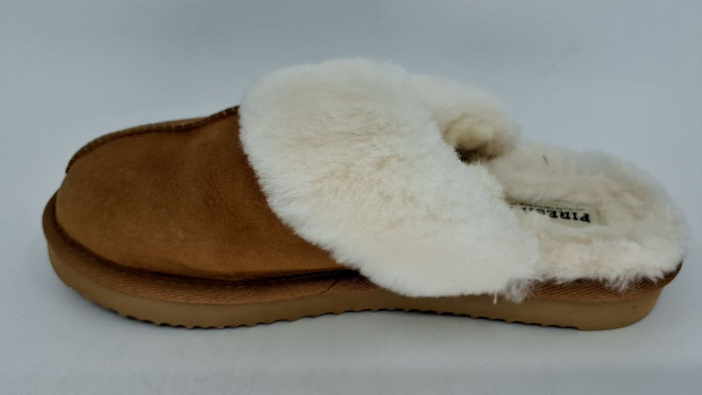 Fireside Sydney Shearling Slippers, Chestnut, Size 8, Wide Width