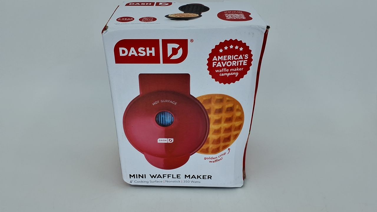 Mini Waffle Maker 4 In, DASH Nonstick Iron for Quick Breakfasts, Red