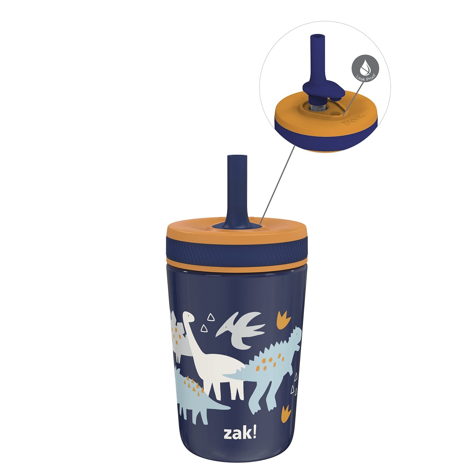 Zaksaurus 12oz Leak-Proof Toddler Cup, Stainless Steel, Insulated, Dinosaur