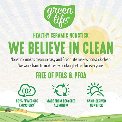 GreenLife 8" Ceramic Nonstick Frying Pan, Multi Clad, Dishwasher Safe