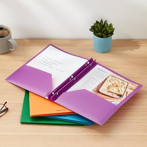 Heavy Duty Plastic Folders, 12-Pack, Letter Size, Assorted Colors