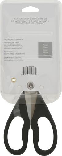 Durable Kitchen Shears w/ Protective Sheath 8.72 In Black Stainless Steel