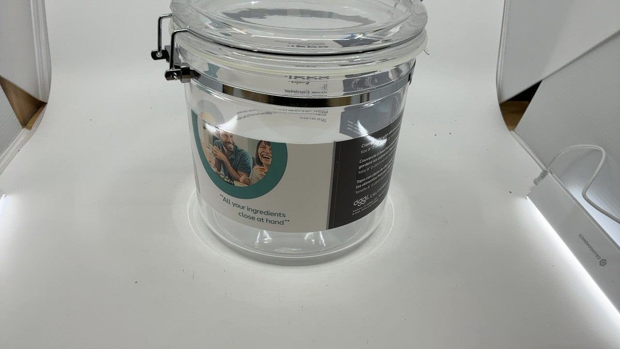 Oggi 36-Ounce Stainless Steel Canister with Clear Acrylic Lid and Locking Clamp