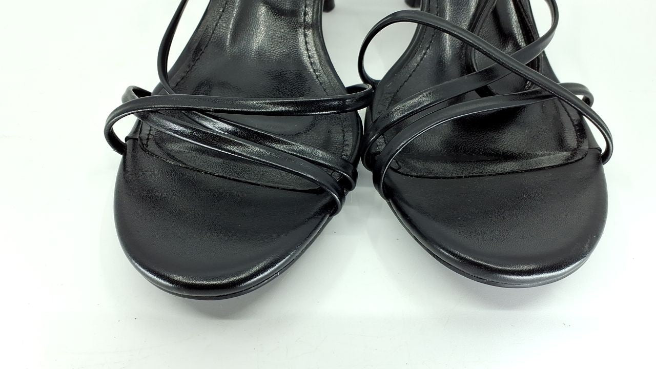 Comfortable Black Kitten Heels, Size 9, Strappy Sandals for Dressy Occasions