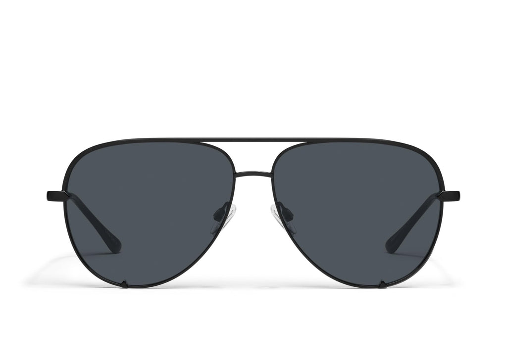 Quay Oversized Black Sunglasses, Polarized Aviator, UV Protection