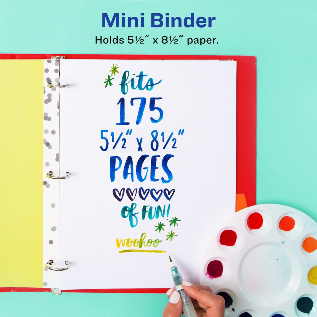Avery 5.5x8.5 Mini Binder w/ 1" Gap Free Rings, Rainbow Color