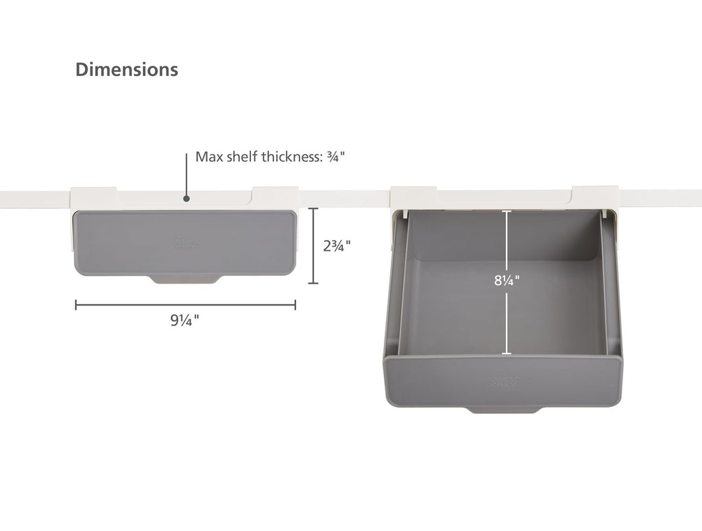 Under Shelf Drawer Organizer, Space Saving, Gray/White, 9.25in Wide