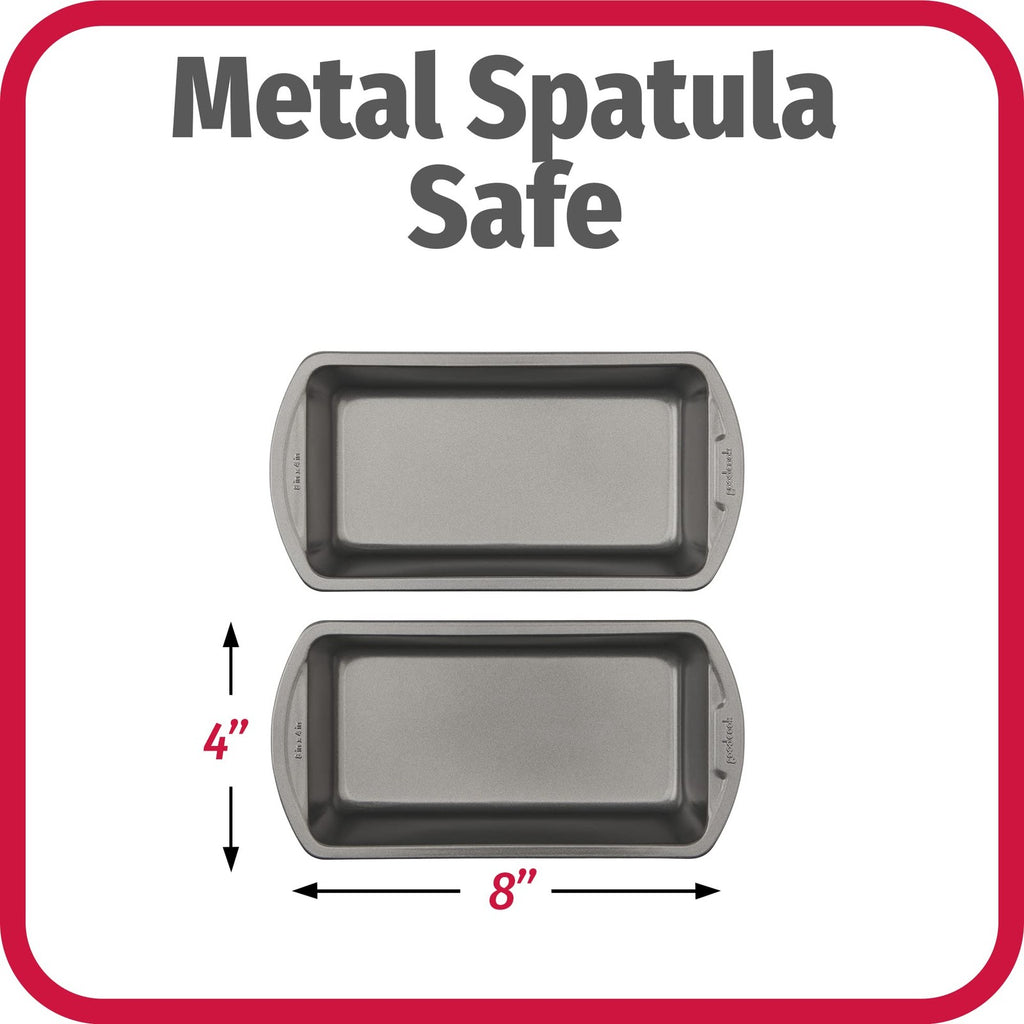 8x4-Inch Gray Nonstick Loaf Pans, Set of 2, Heavy-Duty Steel Bakeware