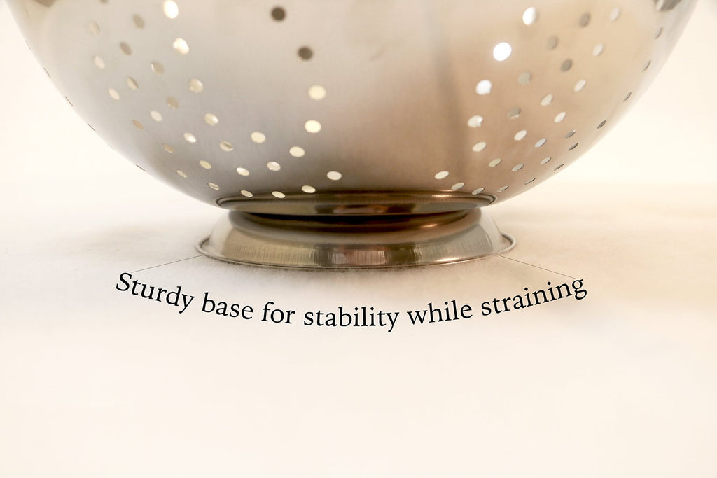5Qt Stainless Steel Colander - Heavy Duty, Easy Grip, Dishwasher Safe