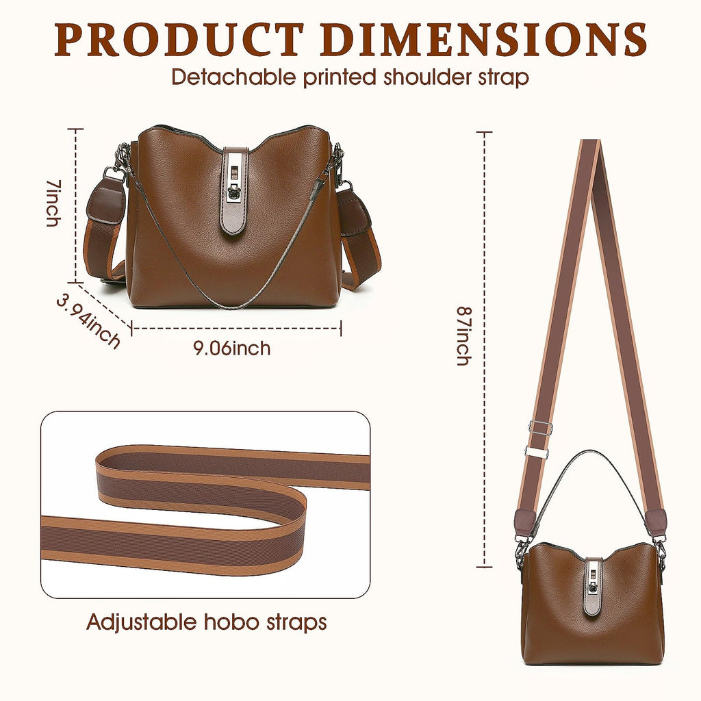 Small Crossbody Handbag for Women - Brown Faux Leather, Versatile Design