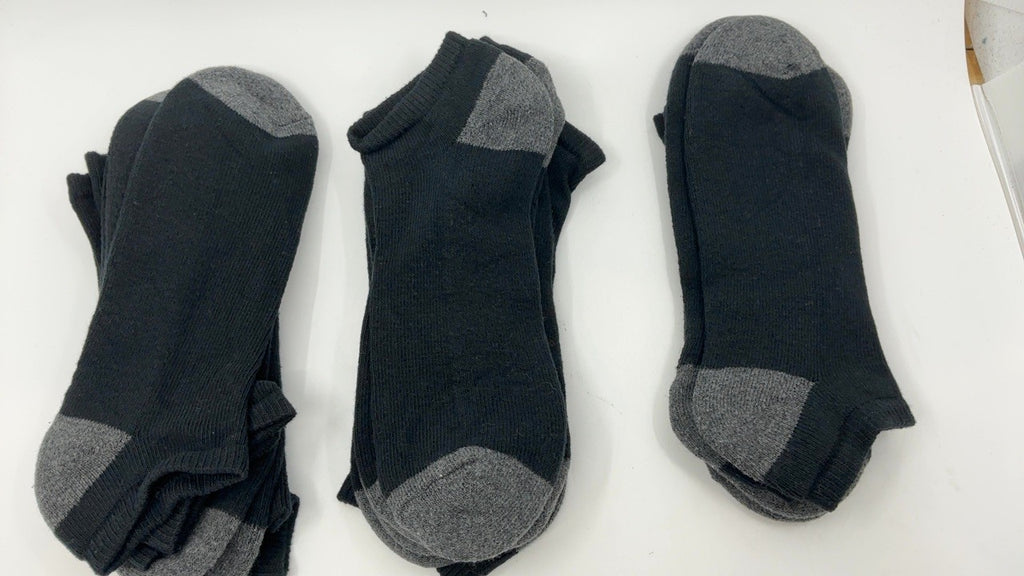 Men's Cushioned Athletic Socks, 10 Pairs, Black, No-Show, Size 13-15