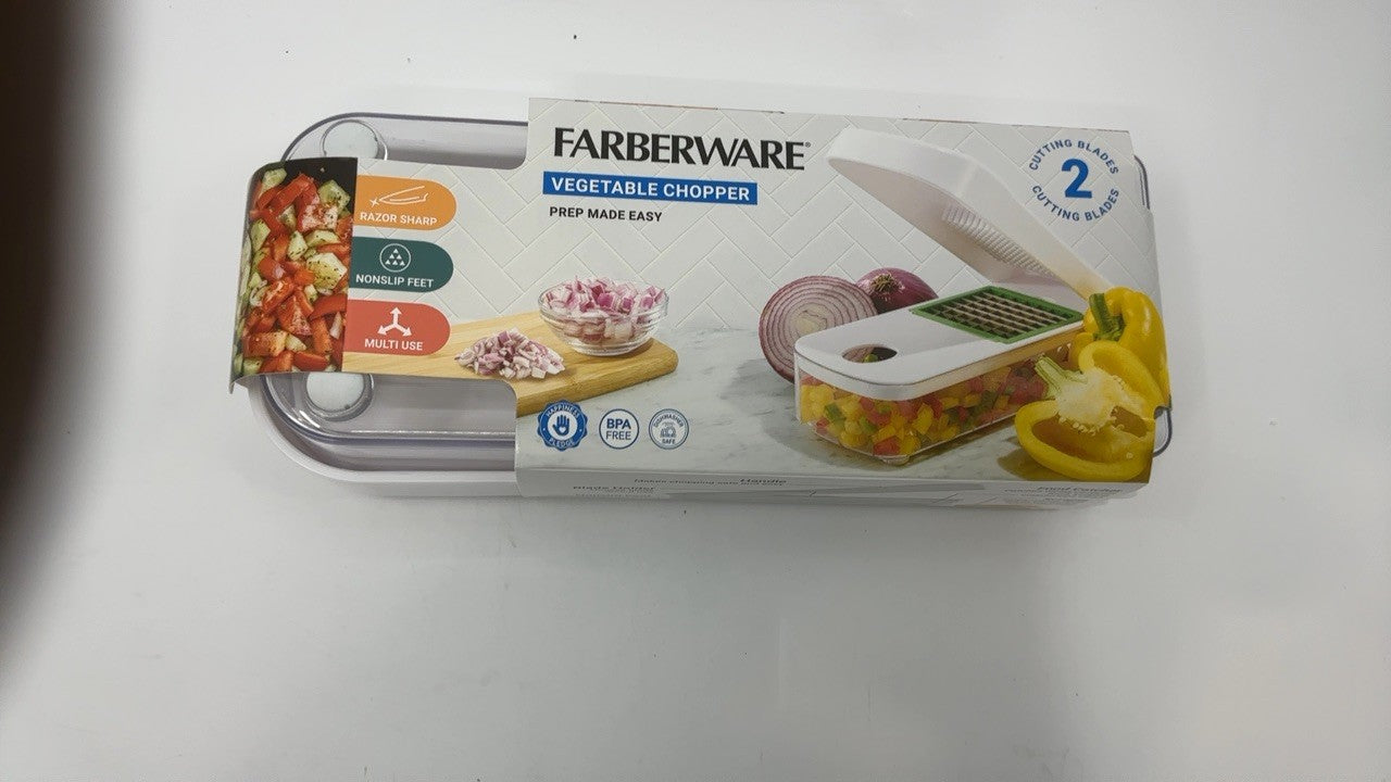 Farberware Vegetable Chopper w/ 2 Blades, Dices Onions, Tomatoes, Potatoes