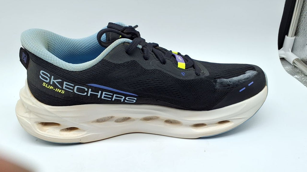 Skechers Women's Max Cushioning Slip-Ins Sneaker Black/Blue Size 9.5