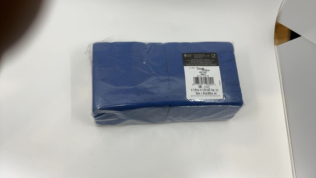 200 Count Navy Blue 2-Ply Paper Beverage Napkins 5" x 5"