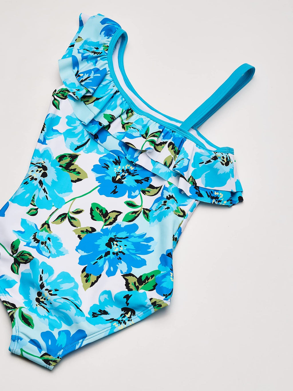 1-Piece Floral Ruffle Swimsuit, Kanu Surf, Flower Power Blue, Size 14