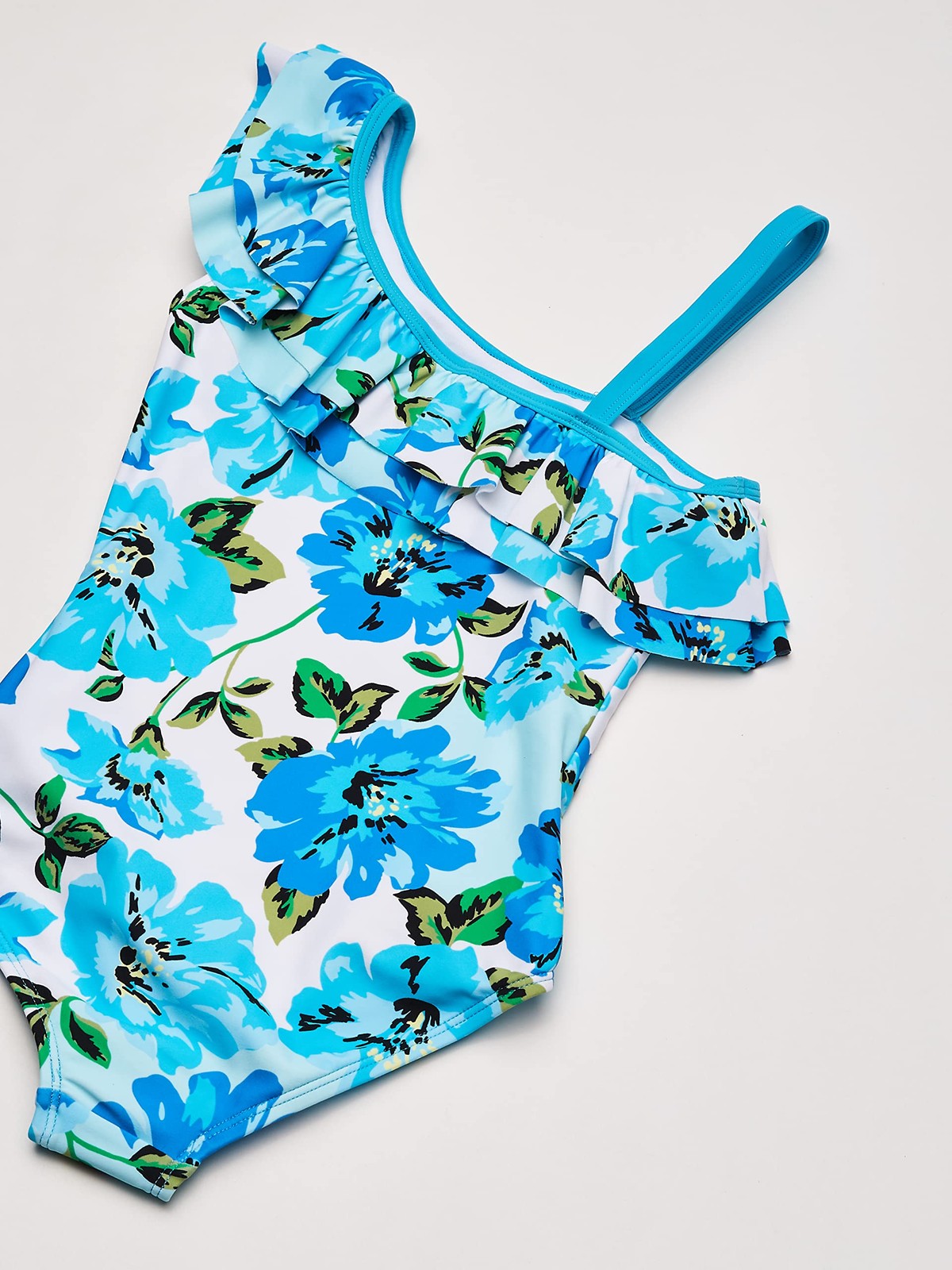 1-Piece Floral Ruffle Swimsuit, Kanu Surf, Flower Power Blue, Size 14