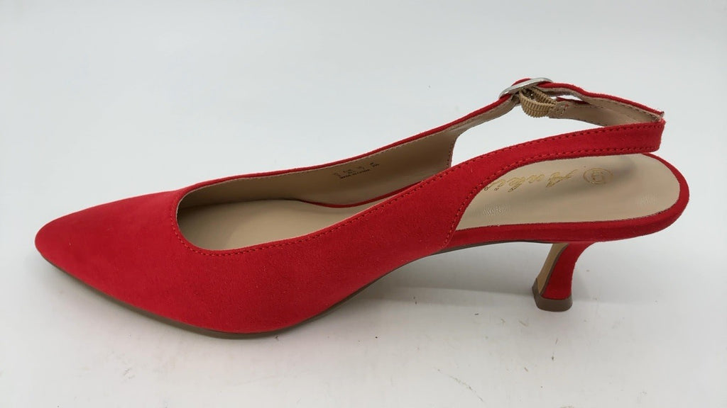 Women's Red Suede Slingback Pumps Kitten Heel Size 9 Casual Dress