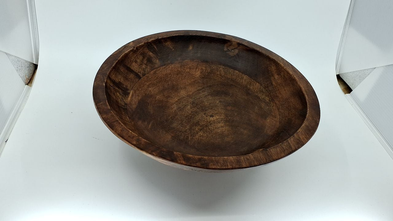 Bloomingville Mango Wood Footed Bowl, Walnut Finish